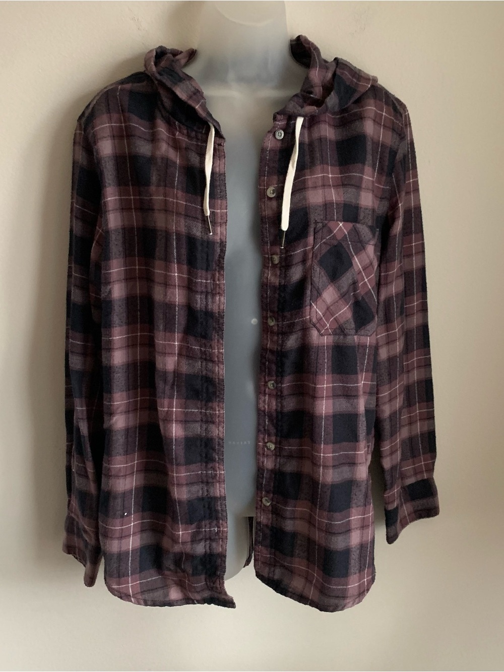 Garage Women's Hooded Plaid Button-Down Shirt - Black & Purple